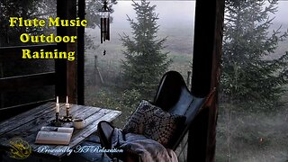 Flute with Piano || Garden Peaceful Sitting || Relaxing Music with Rain