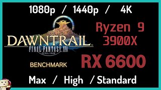 AMD RX 6600 + Ryzen 9 3900X [1080p/1440p/4K] FFXIV Dawntrail Benchmark Test