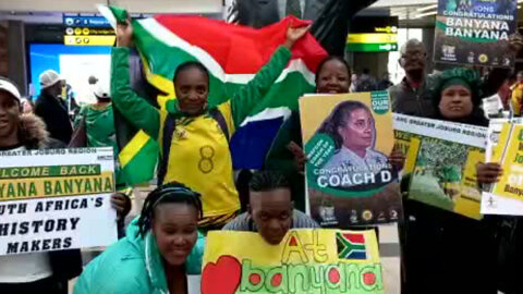 Banyana welcome home party at OR Tambo Airport
