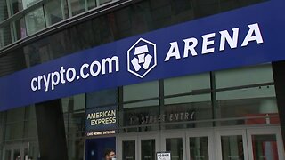 Drone footage of Crypto.com Arena in Downtown LA