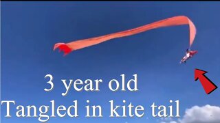 3 year old gets lifted by kite in Taiwan. Full video
