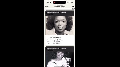 Ancestry says Oprah is dead this was 6/14/2024