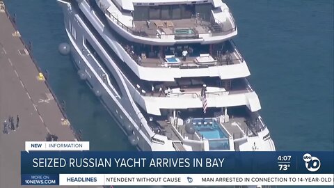 Russian luxury yacht seized by US arrives in San Diego