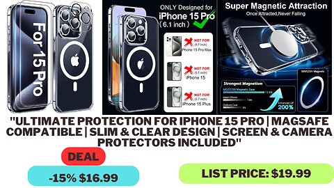 "MOZOTER 6-in-1 Magnetic iPhone 15 Pro Case Shockproof Cover for 6.1 inch