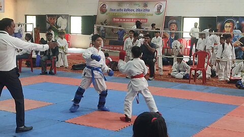 Final round karate kumite fight