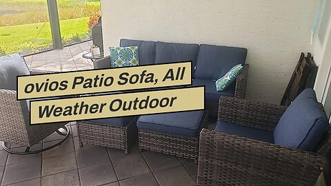 ovios Patio Sofa, All Weather Outdoor Rattan Wicker Sofa and 2 Ottomans High Back Couch for Gar...