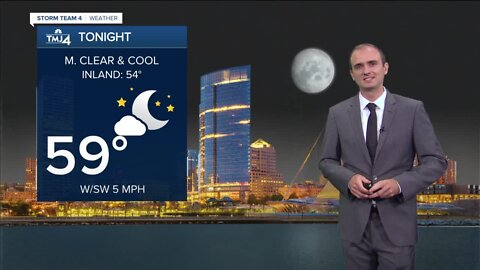 Quiet, comfortable Tuesday evening with temps in the 50s