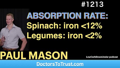 PAUL MASON 7’ | ABSORPTION: Spinach: iron less than 12% Legumes: iron less than 2%
