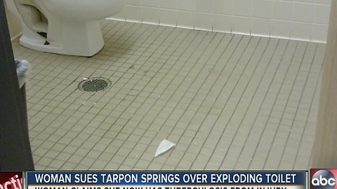 Woman sues Tarpon Springs over exploding toilet