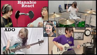 React to Hanabie | Ado (Band cover Metal ver.)