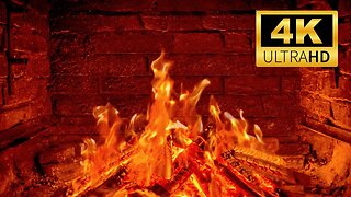 Cozy Fireplace 4K (3 HOURS). Fireplace Ambience with Crackling Fire Sounds. Fireplace Burning 4K