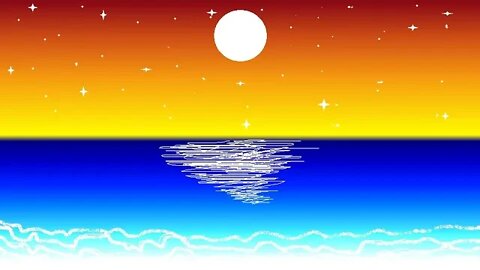 How to Draw Beautiful Sunset in the Beach