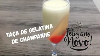 Especial de Ano Novo 05 -Taça de Gelatina de Champanhe - com Cerejas Sobremesa de Ano Novo Deliciosa