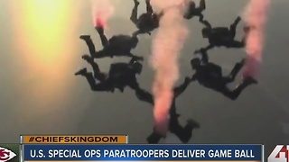 U.S. special ops paratroopers deliver game ball
