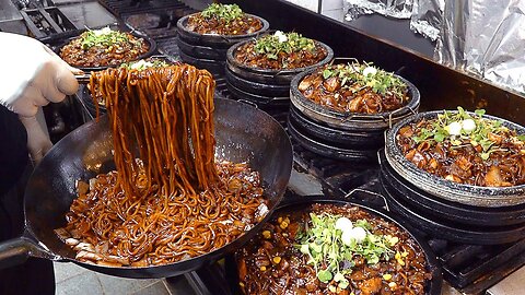 Black Noodles ? Real ? - Korean street food