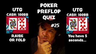 POKER PREFLOP QUIZ #25 - RAISE OR FOLD?