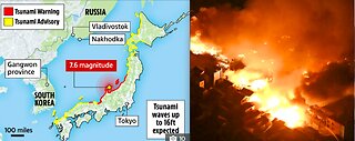 MASSIVE 7.6 QUAKE & AFTERSHOCKS WITH TSUNAMIS HIT JAPAN*