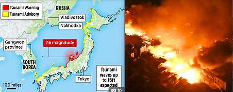 MASSIVE 7.6 QUAKE & AFTERSHOCKS WITH TSUNAMIS HIT JAPAN*