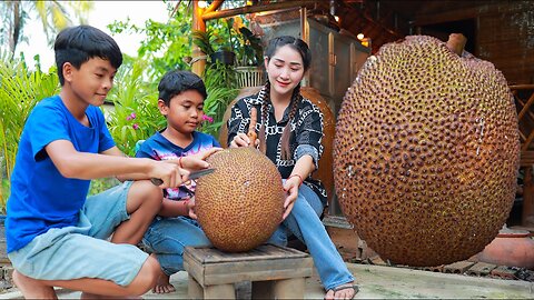 How to be crispy with jack fruit | Pick jack fruit for salad in my country | Jack fruit cook