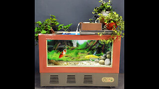 Easy to recycle your broken freezer into a beautiful waterfall aquarium