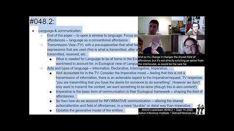 ActInf Livestream #048.2 ~ "Communication as Socially Extended Active Inference"