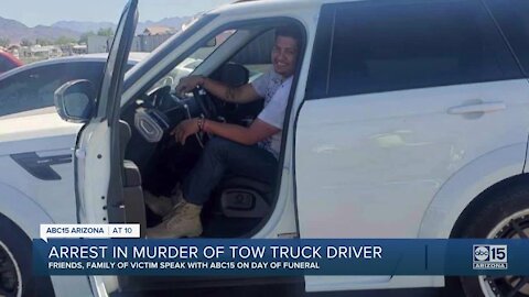 Tow truck driver's funeral same night as arrest is made on suspected killer