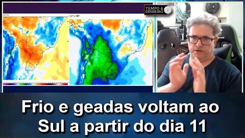 Meteorologia: frio e geadas voltam ao Sul a partir do dia 11. Brasil central permanece seco