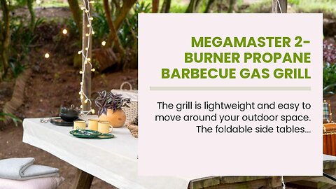 Megamaster 2-Burner Propane Barbecue Gas Grill with Foldable Side Tables, Perfect for Camping,...