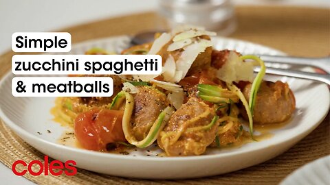 Simple zucchini spaghetti and meatballs