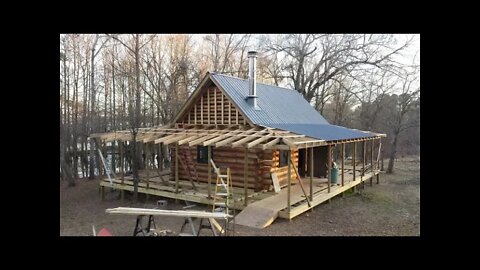 Off Grid Log Cabin Build #28 Board and Batten Gables, Porch Flashing