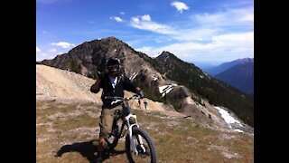 DH biking in western Canada