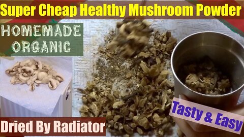 Mushroom Powder Dried by Home Radiator. For Veggie Meats