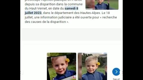Le petit Émile, âgé de deux ans et demi,préoccupe l'opinion publique en France depuis sa disparition