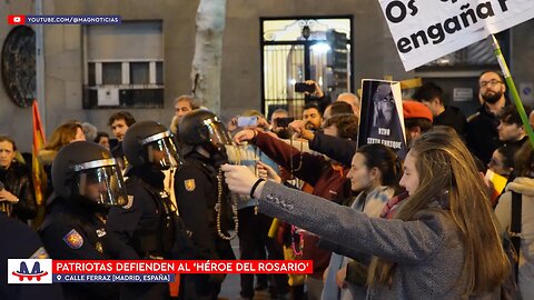 🇪🇸 Patriots stand up for the Rosary Hero and demand Freedom to Pray at Ferraz Street in Madrid [4K]