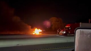 Car Fire On Highway 401 Toronto