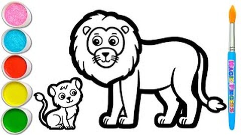 Lion Drawing, Painting and Coloring for Kids & Toddlers | Drawing Basics