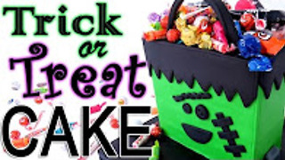 Halloween Frankenstein trick-or-treat bag cake