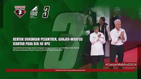 Bentuk dukungan pesantren,ganjar-mahfud diantar para kiai ke kpu.