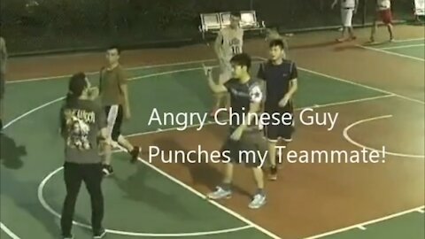 CCTV Captures Angry Chinese Guy Punching My Teammate! China Street Basketball