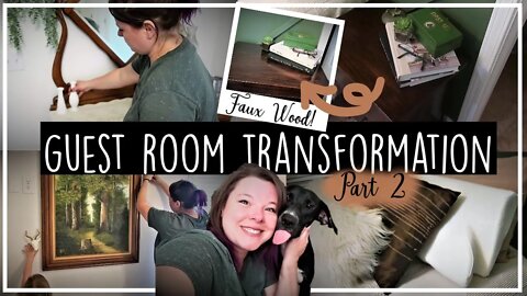 DIY Faux Wood Finish//Bed and Breakfast Inspired Guest Room//Boho Farmhouse//Sutera Collab