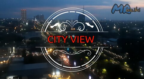 Surabaya city traffic in the evening from the top of the building