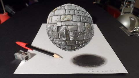 How to draw a levitating stone ball