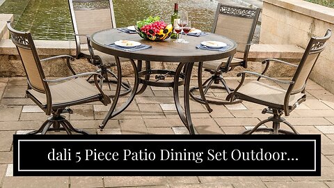 dali 5 Piece Patio Dining Set Outdoor Furniture, Aluminum Swivel Rocker Chair Sling Chair Set w...