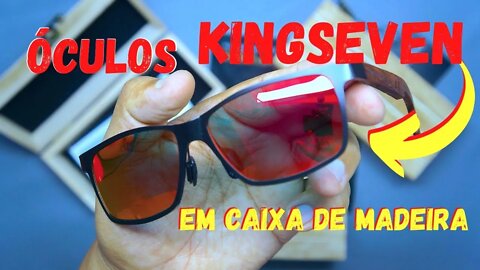 ÓCULOS IMPORTADO E POLARIZADO KINGSEVEN CAIXA EM MADEIRA Bom para revenda