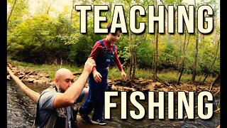 Teaching my buddy's kid to fish! (HE'S HOOKED)