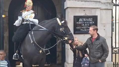 He is biting me kings guard pulls the reins to make the horse let go #horseguardsparade
