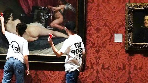Just Stop Oil activists destroy painting with hammer