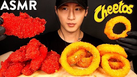 ASMR CHEETOS CHICKEN TENDERS & ONION RINGS MUKBANG (No Talking) COOKING & EATING SOUND