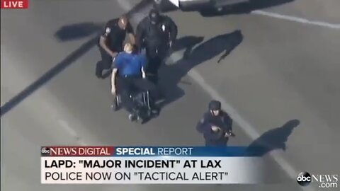 DUMMY in wheelchair @ The False Flag LAX Shooting At Los Angeles Airport - 2013