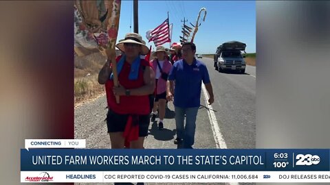 United farm workers march to the California capitol